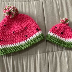 Handmade Crochet Watermelon Hat Kids & Doll Hat
